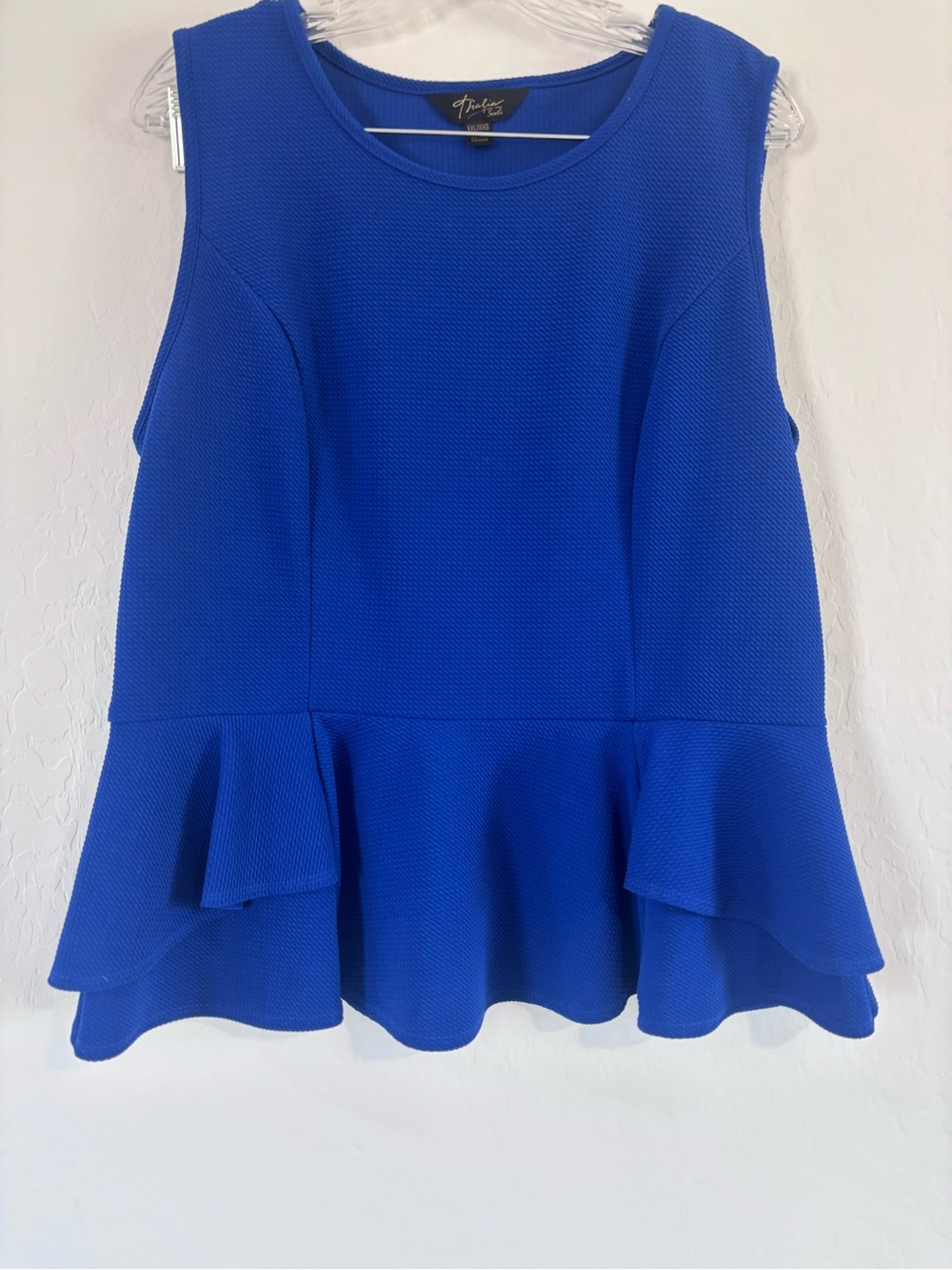 THALIA SODI Royal Blue Sleeveless Peplum Tank Top Flared Slimming Plus Size XXL